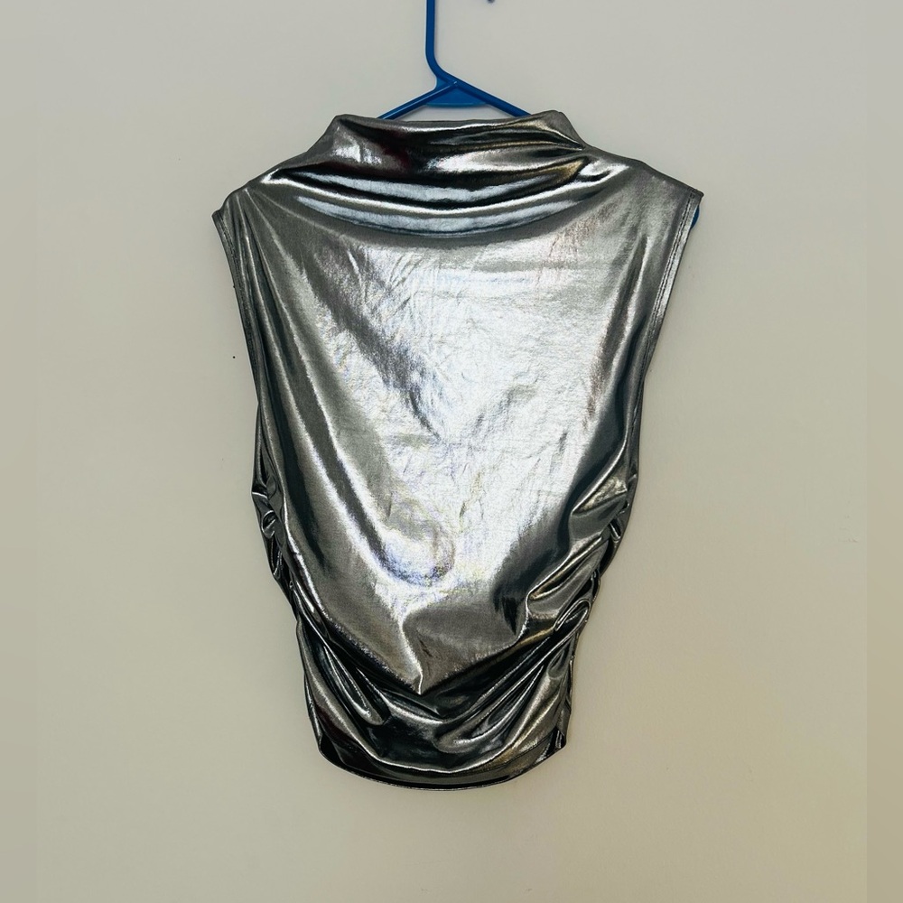 Anthropologie Shimmering Silver Sleeveless Blouse